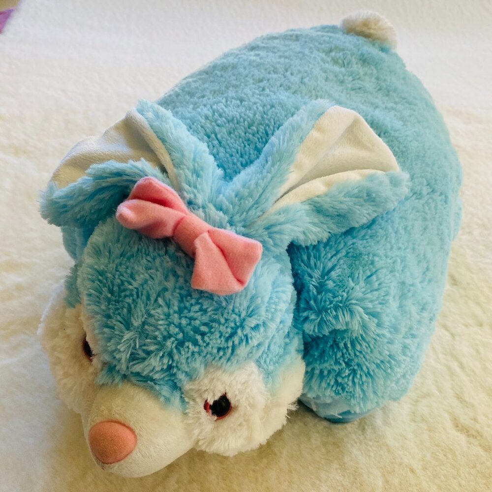 Bunny Pillow Snuggle Plush with pink fleece blanket NEW old stock